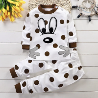 SleepBuddy – Zacht & Comfortabel – Kinder Pyjamaset met Lange Mouwen Bruine Stippen / 73 (0–6 maanden) | Educatief Speelgoed