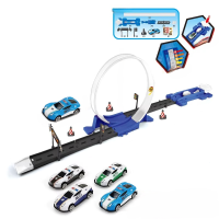 Double Race Track™   Creatief & Leuk   Looping Racebaan Wit   Politieauto / Enkel | Educatief Speelgoed