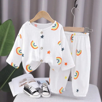 Mini Fashion™   Luchtig Materiaal   Linnen Kleding Set Wit   Regenboog / 80 (9 12 maanden) | Educatief Speelgoed
