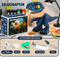 Dinosaur Stationery Toy – Creatief & Leerzaam – 5 in 1 Bureau Set Velociraptor | Educatief Speelgoed