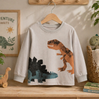 Kids Dinosaur Sweatshirt – Comfort & Stijl – Dino Kinder Trui Grijs / 140 (7–8 jaar) | Educatief Speelgoed