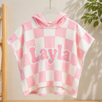Personalized Hooded Towel – Zacht & Uniek – Gepersonaliseerde Kinder Badcape Amarantroze / 50x50cm | Educatief Speelgoed