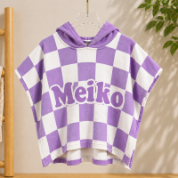 Personalized Hooded Towel – Zacht & Uniek – Gepersonaliseerde Kinder Badcape Amethistorchidee / 50x50cm | Educatief Speelgoed