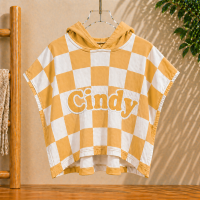 Personalized Hooded Towel – Zacht & Uniek – Gepersonaliseerde Kinder Badcape Gele oranje / 60x80cm | Educatief Speelgoed
