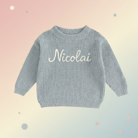 Personalized Baby Sweater – Uniek & Liefdevol – Geborduurde Gepersonaliseerde Baby Trui Grijs / 62 (6–9 maanden) | Educatief Speelgoed
