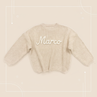 Personalized Baby Sweater – Uniek & Liefdevol – Geborduurde Gepersonaliseerde Baby Trui Abrikoos / 90 (2–3 jaar) | Educatief Speelgoed