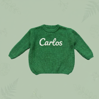 Personalized Baby Sweater – Uniek & Liefdevol – Geborduurde Gepersonaliseerde Baby Trui Groen / 110 (4–5 jaar) | Educatief Speelgoed
