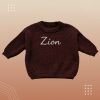 Personalized Baby Sweater – Uniek & Liefdevol – Geborduurde Gepersonaliseerde Baby Trui Gespikkelde koffie / 110 (4–5 jaar) | Educatief Speelgoed
