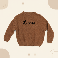 Personalized Baby Sweater – Uniek & Liefdevol – Geborduurde Gepersonaliseerde Baby Trui Bruin / 110 (4–5 jaar) | Educatief Speelgoed