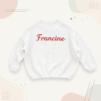 Personalized Baby Sweater – Uniek & Liefdevol – Geborduurde Gepersonaliseerde Baby Trui Wit / 110 (4–5 jaar) | Educatief Speelgoed