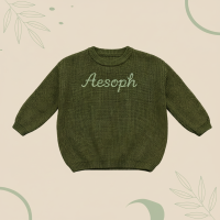 Personalized Baby Sweater – Uniek & Liefdevol – Geborduurde Gepersonaliseerde Baby Trui Legergroen / 110 (4–5 jaar) | Educatief Speelgoed