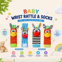 Wrist Rattle and Socks – Motoriek & Speels – Baby Rammelaars (Set van 4) | Educatief Speelgoed