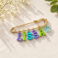 Personalized Charm Pin – Persoonlijk & Stijlvol – Naam Broche Blauwe Ster | Educatief Speelgoed