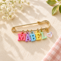 Personalized Charm Pin – Persoonlijk & Stijlvol – Naam Broche Wit Hart | Educatief Speelgoed