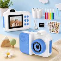Instant Print Camera – Creatief & Interactief – Instant Kinder Camera Wit Blauw | Educatief Speelgoed