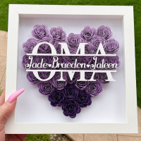 Personalized Rose Shadow Box – Uniek Moederdagcadeau – Gepersonaliseerde Rozen Schaduwdoos Oma / Paars / 20x20 cm | Educatief Speelgoed