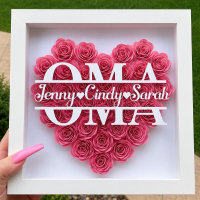 Personalized Rose Shadow Box – Uniek Moederdagcadeau – Gepersonaliseerde Rozen Schaduwdoos Oma / Roze / 25x25 cm | Educatief Speelgoed