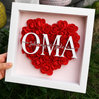 Personalized Rose Shadow Box – Uniek Moederdagcadeau – Gepersonaliseerde Rozen Schaduwdoos Oma / Rood / 25x25 cm | Educatief Speelgoed