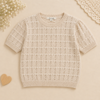 Girls Summer Fashion Top – Luchtig & Comfort – Vintage Meisjes Top Beige trui / 90 (18–24 maanden) | Educatief Speelgoed