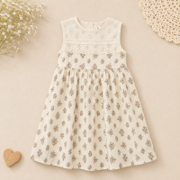 Short Sleeve Embroidery Dress – Elegant & Comfort – Boutique Meisjesjurk Bloemig / 110 (4–5 jaar) | Educatief Speelgoed