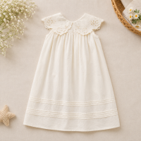 Lace Stitching Dress – Elegant & Comfort – Kant & Stiksels Sneeuwbloemblaadje bedeltje / 90 (18–24 maanden) | Educatief Speelgoed