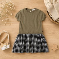 Plaid Patchwork Dress – Trendy & Luchtig – Geruite Jurk Groen / 100 (3–4 jaar) | Educatief Speelgoed