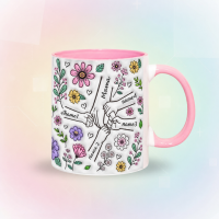 Personalized Kids Name Mug – Uniek moederdagcadeau  – Gepersonaliseerde mok Roze / Moeder + 4 Kinderen | Educatief Speelgoed