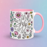 Personalized Kids Name Mug – Uniek moederdagcadeau  – Gepersonaliseerde mok Roze / Moeder + 6 Kinderen | Educatief Speelgoed
