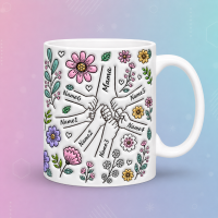 Personalized Kids Name Mug – Uniek moederdagcadeau  – Gepersonaliseerde mok Wit / Moeder + 6 Kinderen | Educatief Speelgoed