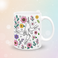Personalized Kids Name Mug – Uniek moederdagcadeau  – Gepersonaliseerde mok Wit / Moeder + 3 Kinderen | Educatief Speelgoed