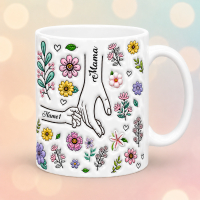 Personalized Kids Name Mug – Uniek moederdagcadeau  – Gepersonaliseerde mok Wit / Moeder + Kind | Educatief Speelgoed