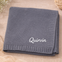 Personalized Baby Blanket – Zacht & Uniek – Katoenen Gepersonaliseerd Geborduurde Deken Grijs / Wit | Educatief Speelgoed