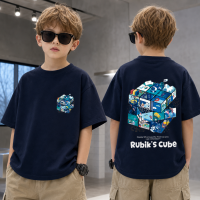 CubePlay – Zacht & Modieus – Rubik’s Cube T shirt Marineblauw / 120 (5–6 jaar) | Educatief Speelgoed
