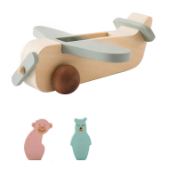 Woods™   Bevorder Creativiteit & Motoriek   Houten Montessori Vliegtuig Speelgoed Houten vliegtuig (3 delig) | Educatief Speelgoed
