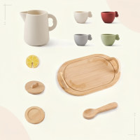 Woods – Leuk & Interactief – Houten Theeset voor Kinderen Servies Set (incl. Accessoires + Dienblad) | Educatief Speelgoed