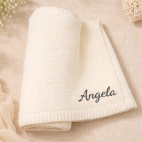 Personalized Baby Blanket – Zacht & Uniek – Katoenen Gepersonaliseerd Geborduurde Deken Wit / Zwart | Educatief Speelgoed