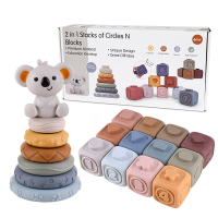 Koala Cubes™   Tandvriendelijke toren   Bijtring speelgoed Set van 18 + Gratis Koala | Educatief Speelgoed