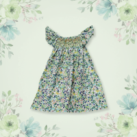 Floral Dress – Licht & Luchtig – Meisjes Flutter Sleeve Jurk Bosbes Bloesem / 100 (2 3 jaar) | Educatief Speelgoed