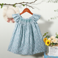 Floral Dress – Licht & Luchtig – Meisjes Flutter Sleeve Jurk Hemels Bloemetje / 90 (12 24 maanden) | Educatief Speelgoed