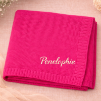 Personalized Baby Blanket – Zacht & Uniek – Katoenen Gepersonaliseerd Geborduurde Deken Rozerood / Wit | Educatief Speelgoed