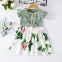 Garden Dress – Zomer & Fris – Meisjes Bloemen Jurk Groen / 90 (18 24 maanden) | Educatief Speelgoed