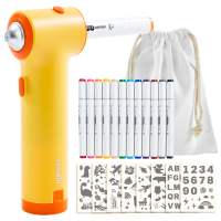PaintBuddy – Creatief & Educatief – Draagbare Airbrush Tekenset Geel | Educatief Speelgoed