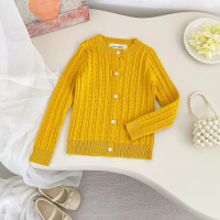 CozyBelle – Elegant & Warm – Gebreid Vestje met Knopen Geel / 130 (5–6 jaar) | Educatief Speelgoed