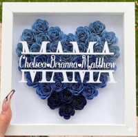 Personalized Rose Shadow Box – Uniek Moederdagcadeau – Gepersonaliseerde Rozen Schaduwdoos Mama / Blauw / 20x20 cm | Educatief Speelgoed