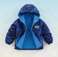 Reversible Kids Jacket – Waterdicht & Winddicht – Lichtgewicht Jas Blauwe letters / 110 (3 4 jaar) | Educatief Speelgoed