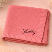 Personalized Baby Blanket – Zacht & Uniek – Katoenen Gepersonaliseerd Geborduurde Deken Felroze / Zwart | Educatief Speelgoed