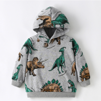 DinoStyle – Warm & Ademend – Hoodie met Triceratops Print Grijs / 90 (2–3 jaar) | Educatief Speelgoed