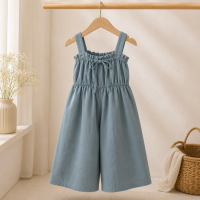 SunnyDays – Stijlvol & Zacht – Jumpsuit met Strik Grijs / 130 (5–6 jaar) | Educatief Speelgoed
