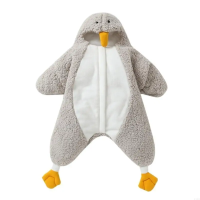 LittlePenguin – Zacht & Warm – Baby Pinguin Jumpsuit Slaapzak Grijs / 59 (0–3 maanden) | Educatief Speelgoed