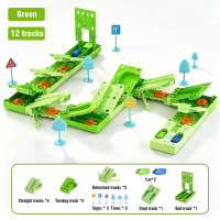GravityRacer – Leerzaam & Leuk – DIY Voertuigen Track Set Lichtblauw / Racebaan (12 onderdelen) | Educatief Speelgoed